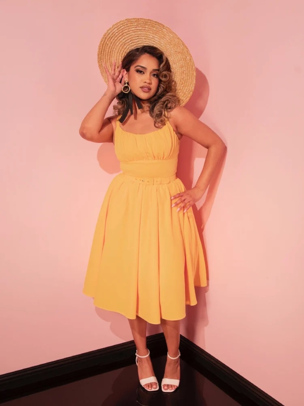 Ingenue Dress in Sunshine Yellow | Retro Dress - Vixen by Micheline Pitt